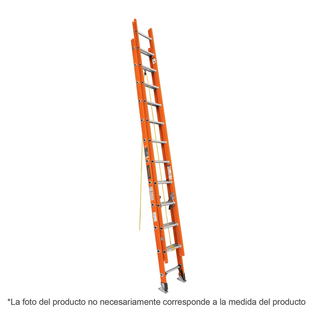 Escalera de extensión fibra de vidrio 24 peldaños, 7.2 MTS Truper